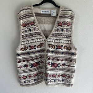 White Stag Floral Striped Cardigan Vest